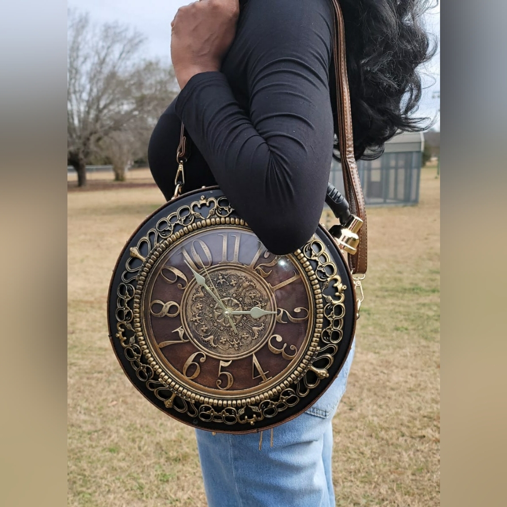 Diophy Vintage Clock cross body hand bag